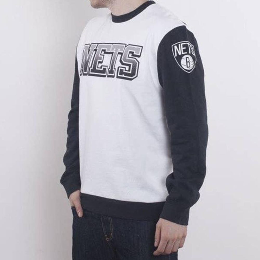 Mitchell & Ness NBA Nets Brooklyn Black White Crewneck Sweater NWT men’s Sz M